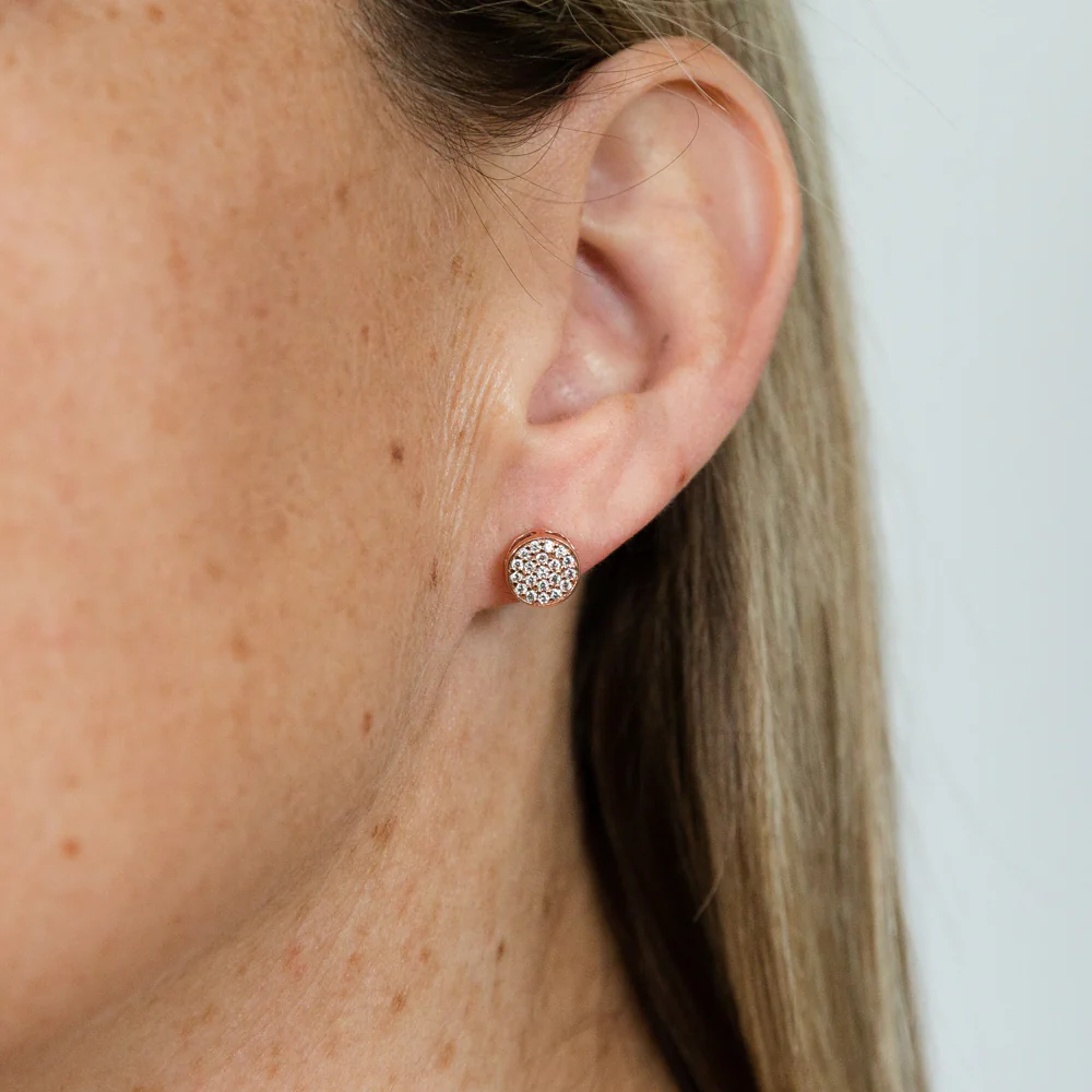 Sterling Silver Cubic Zirconia Round Stud Earrings - Image 2
