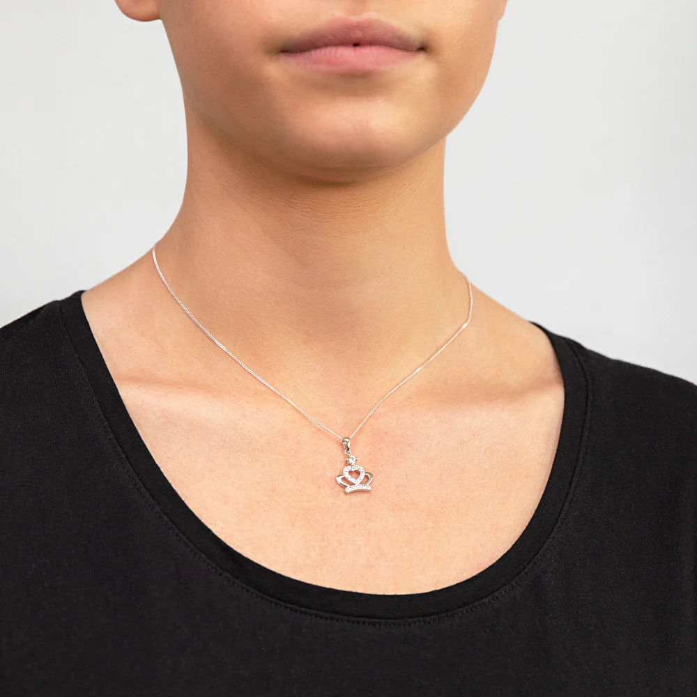Sterling Silver Cubic Zirconia Small Crown Pendant - Image 2
