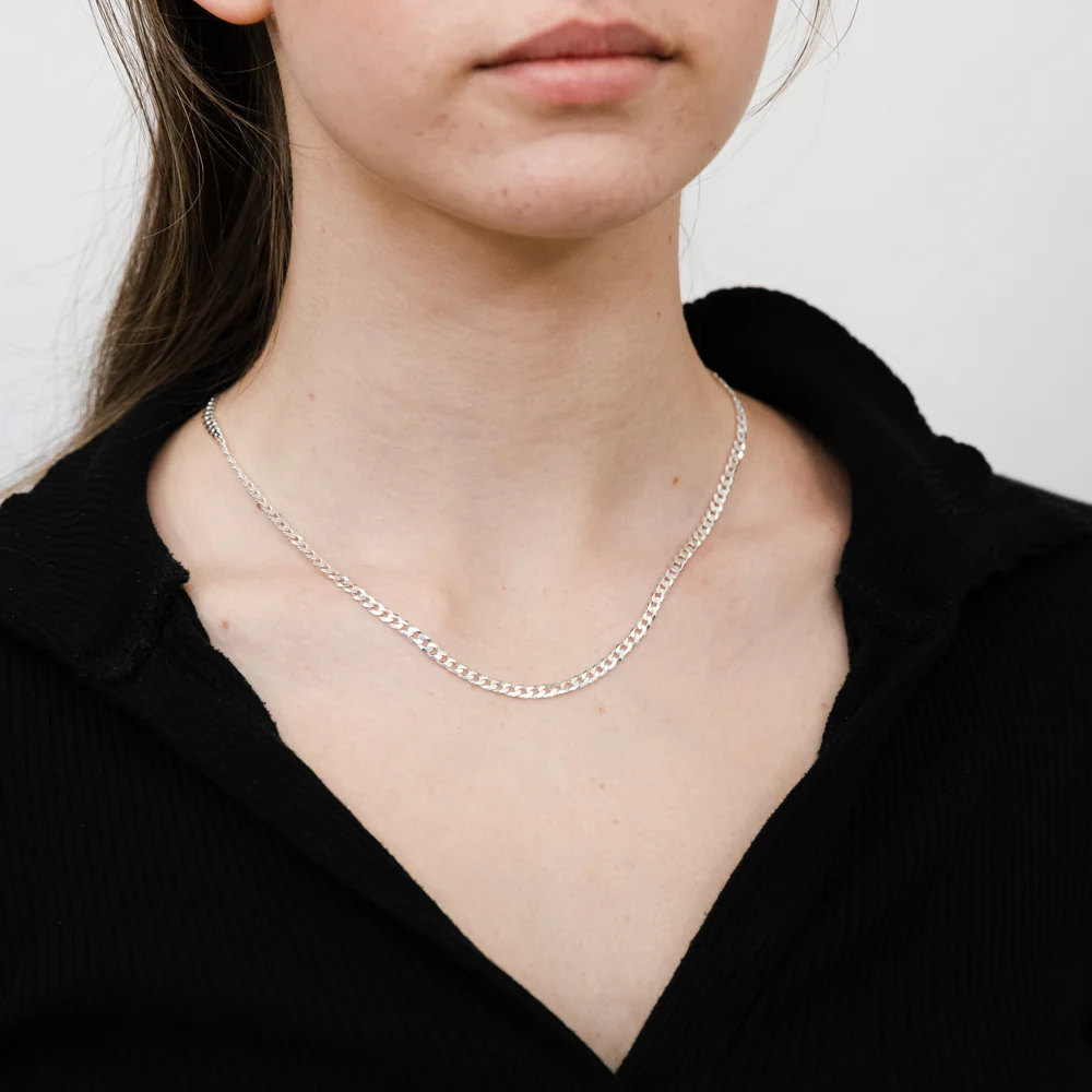 Sterling Silver Curb 100 Gauge 45cm Chain - Image 3