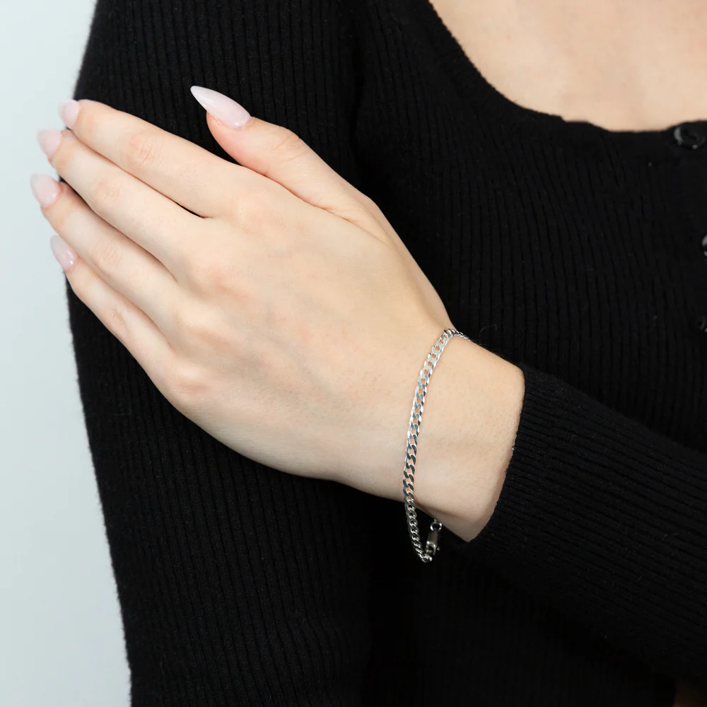 Sterling Silver Curb 100Gauge 19cm Bracelet - Image 3