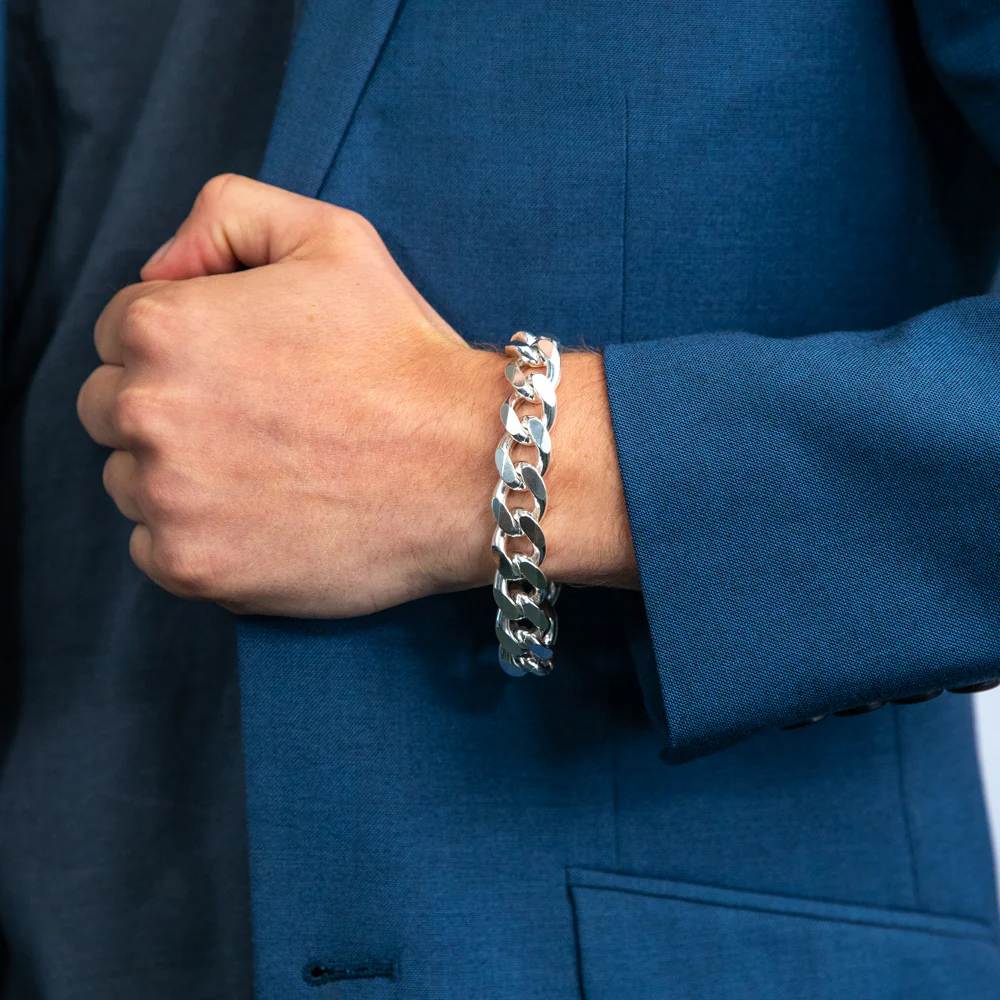 Sterling Silver Curb 400 Gauge 21cm Bracelet - Image 3