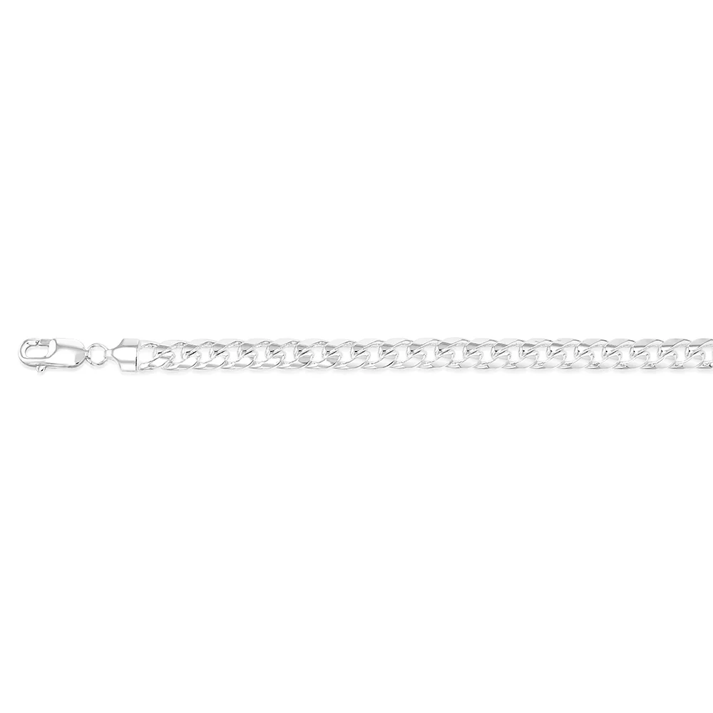 Sterling Silver Curb Beveled 23cm Bracelet - Image 2