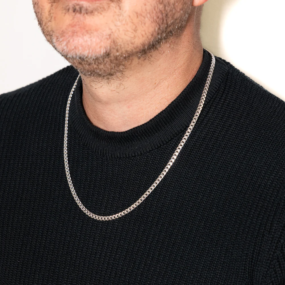 Sterling Silver Curb Beveled 55cm Chain - Image 3