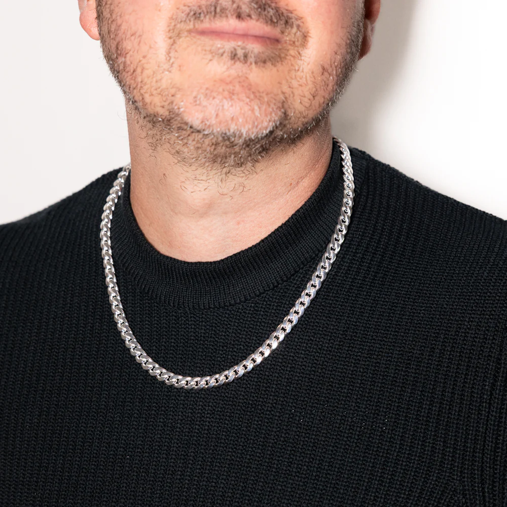 Sterling Silver Curb Beveled 55cm Chain - Image 3