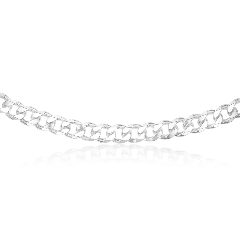 Sterling Silver Curb Bevelled Diamond Cut Heavy 350 Gauge 60cm Chain - Image 2