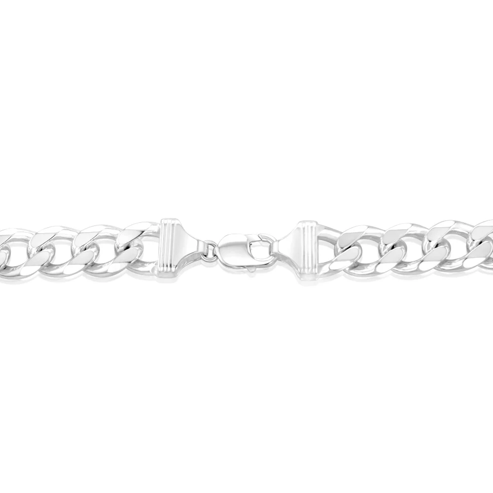 Sterling Silver Curb Bevelled Diamond Cut Heavy 350 Gauge 60cm Chain - Image 3