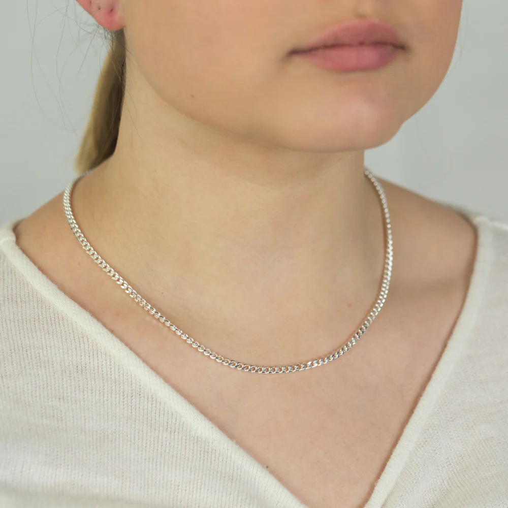 Sterling Silver Curb Dicut 45cm 100 Gauge Chain - Image 3