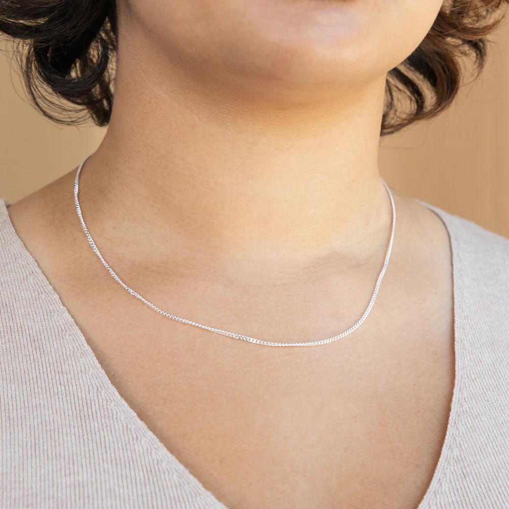 Sterling Silver Curb Link 50 Gauge Chain 45cm - Image 3