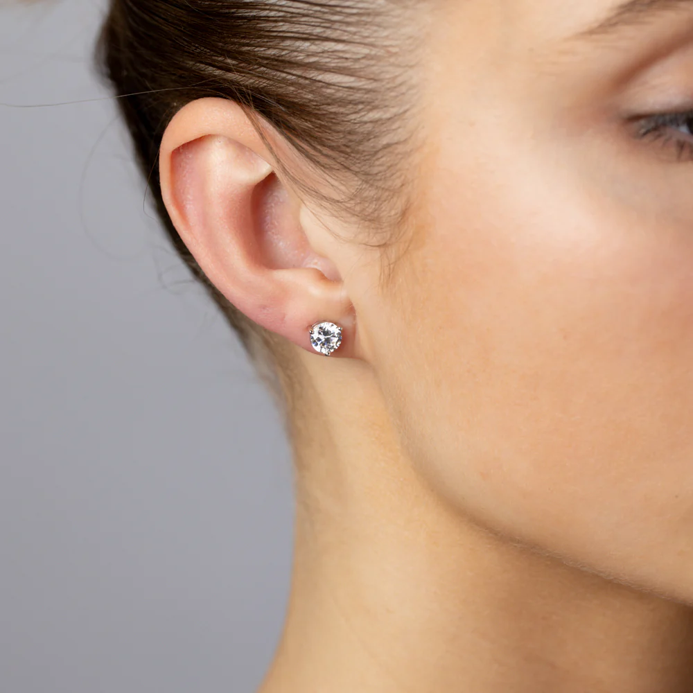 Sterling Silver CZ Stud Earrings - Image 2