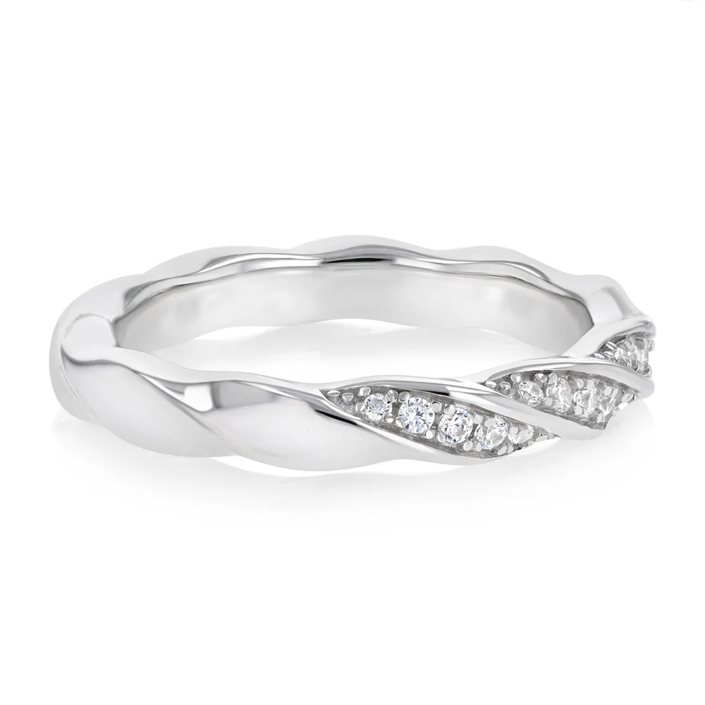 Sterling Silver CZ Twisted Ring - Image 2