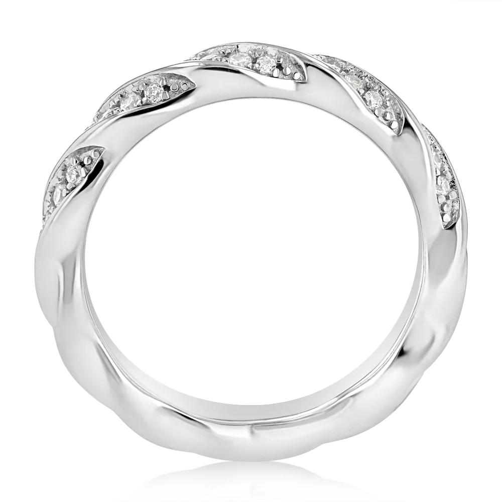 Sterling Silver CZ Twisted Ring - Image 3