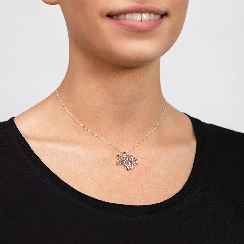 Sterling Silver "Daddys Little Grl" With Pink Stone Pendant - Image 2