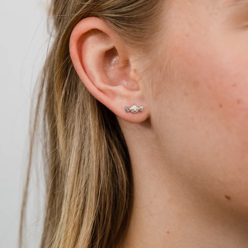 Sterling Silver Diamond Candy Stud Earrings - Image 2