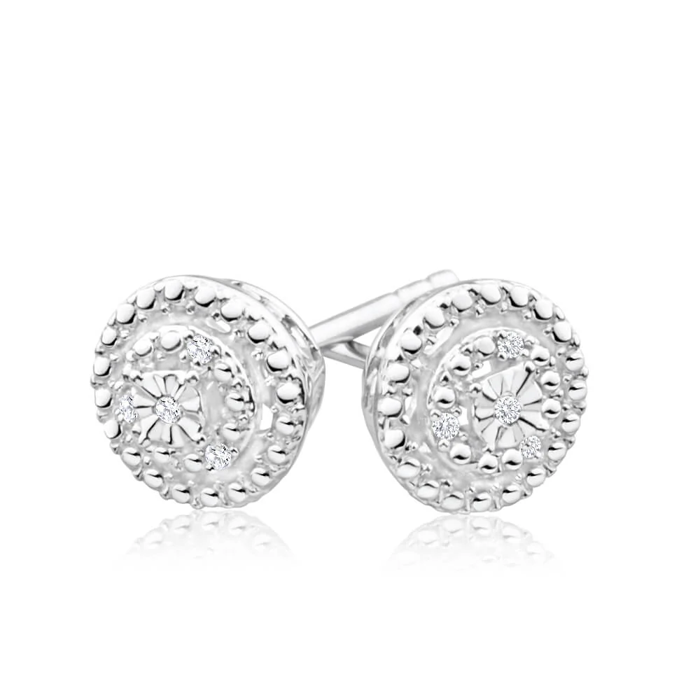 Sterling Silver Diamond Claw Setting Stud Earrings - Image 2