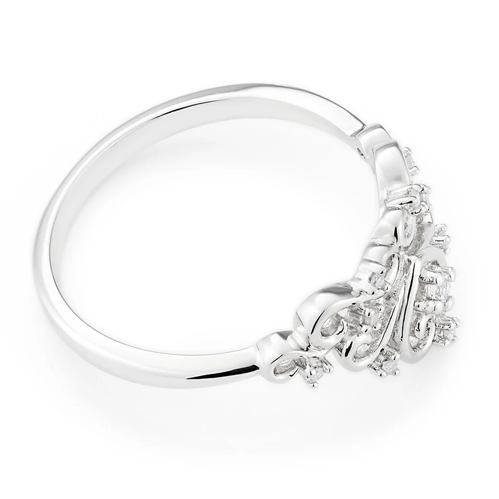 Sterling Silver Diamond Crown Ring - Image 2