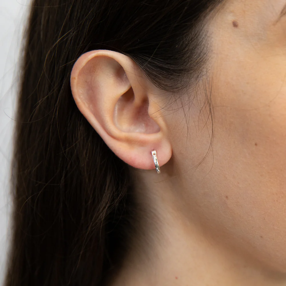 Sterling Silver Diamond Cut 10mm Hoop Earrings - Image 2