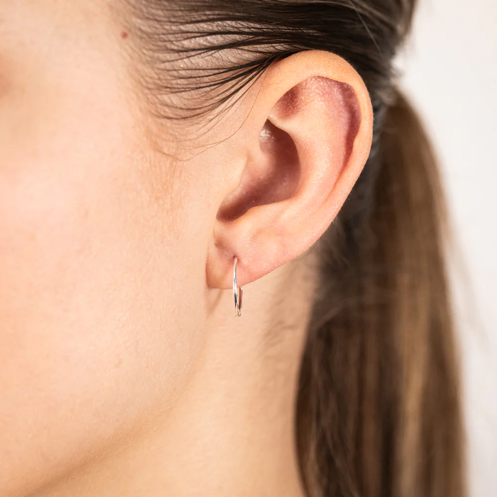 Sterling Silver Diamond Cut 12mm Sleeper Earring - Image 2