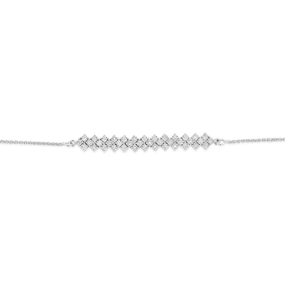 Sterling Silver Diamond Slider Bracelet with 18 Round Brilliant Cut Diamonds - Image 2