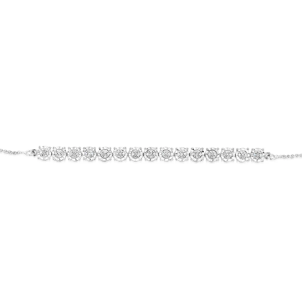 Sterling Silver Diamond Slider Bracelet With 30 Round Brilliant Cut Diamonds - Image 2