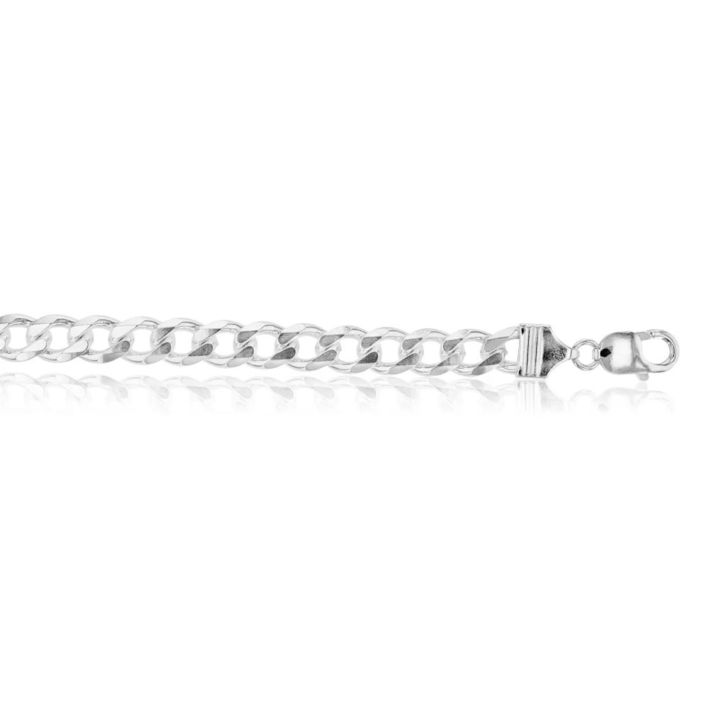 Sterling Silver Dicut Heavy Curb 250 Gauge Gents Bracelet 21cm - Image 2