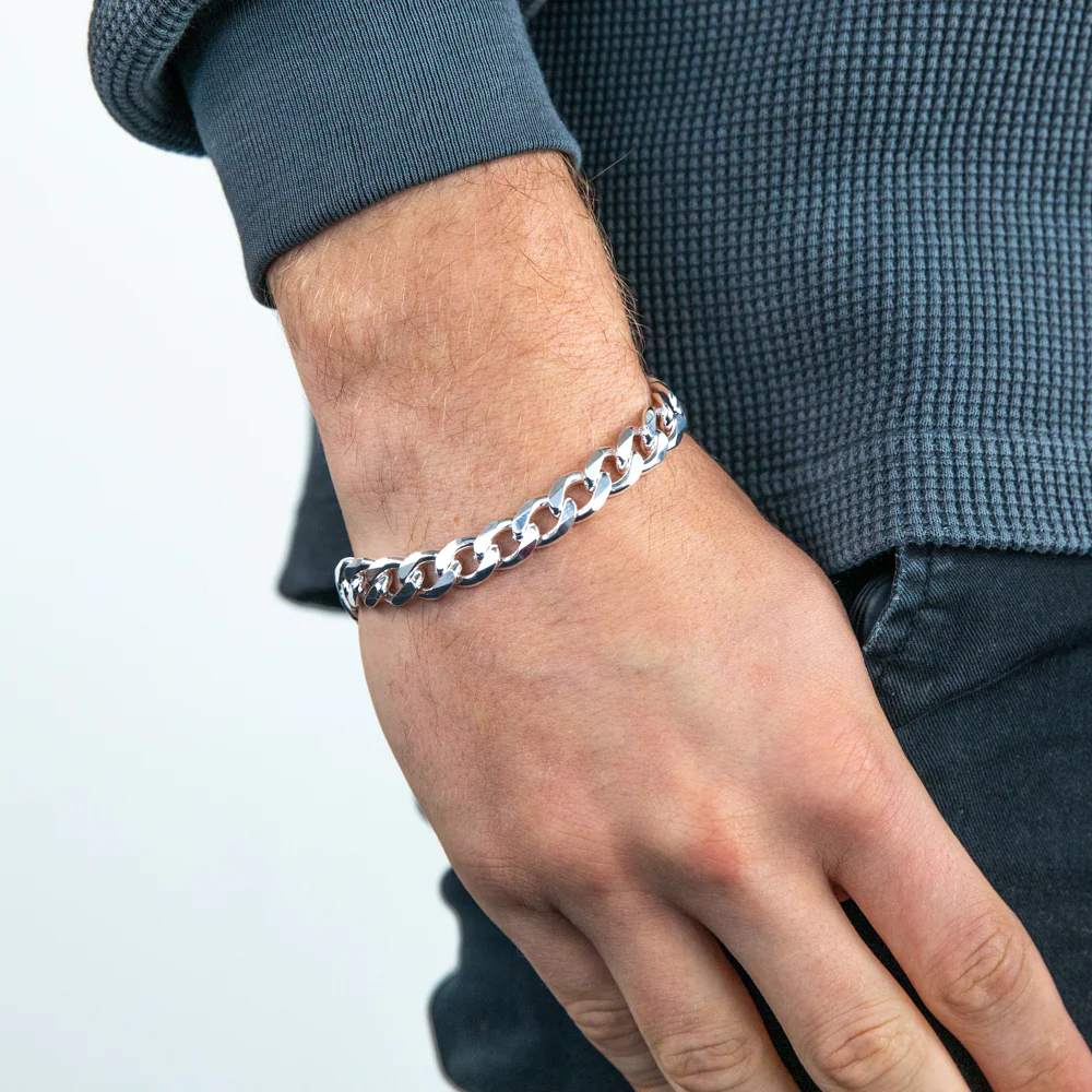 Sterling Silver Dicut Heavy Curb 250 Gauge Gents Bracelet 21cm - Image 3