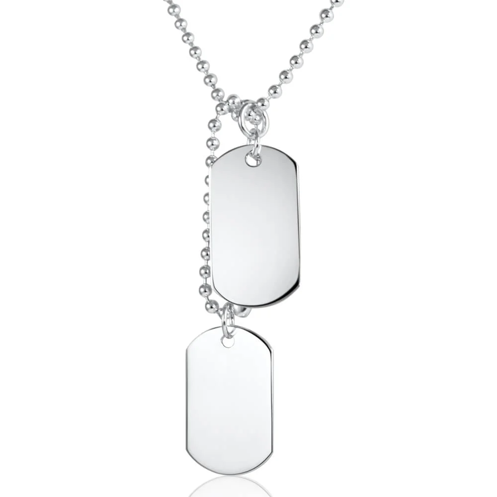 Sterling Silver Dog Tags Pendant With 50cm Chain - Image 2