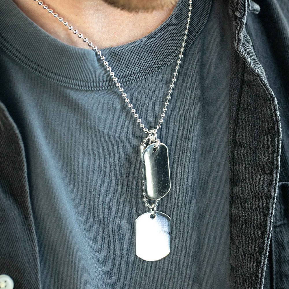 Sterling Silver Dog Tags Pendant With 50cm Chain - Image 3