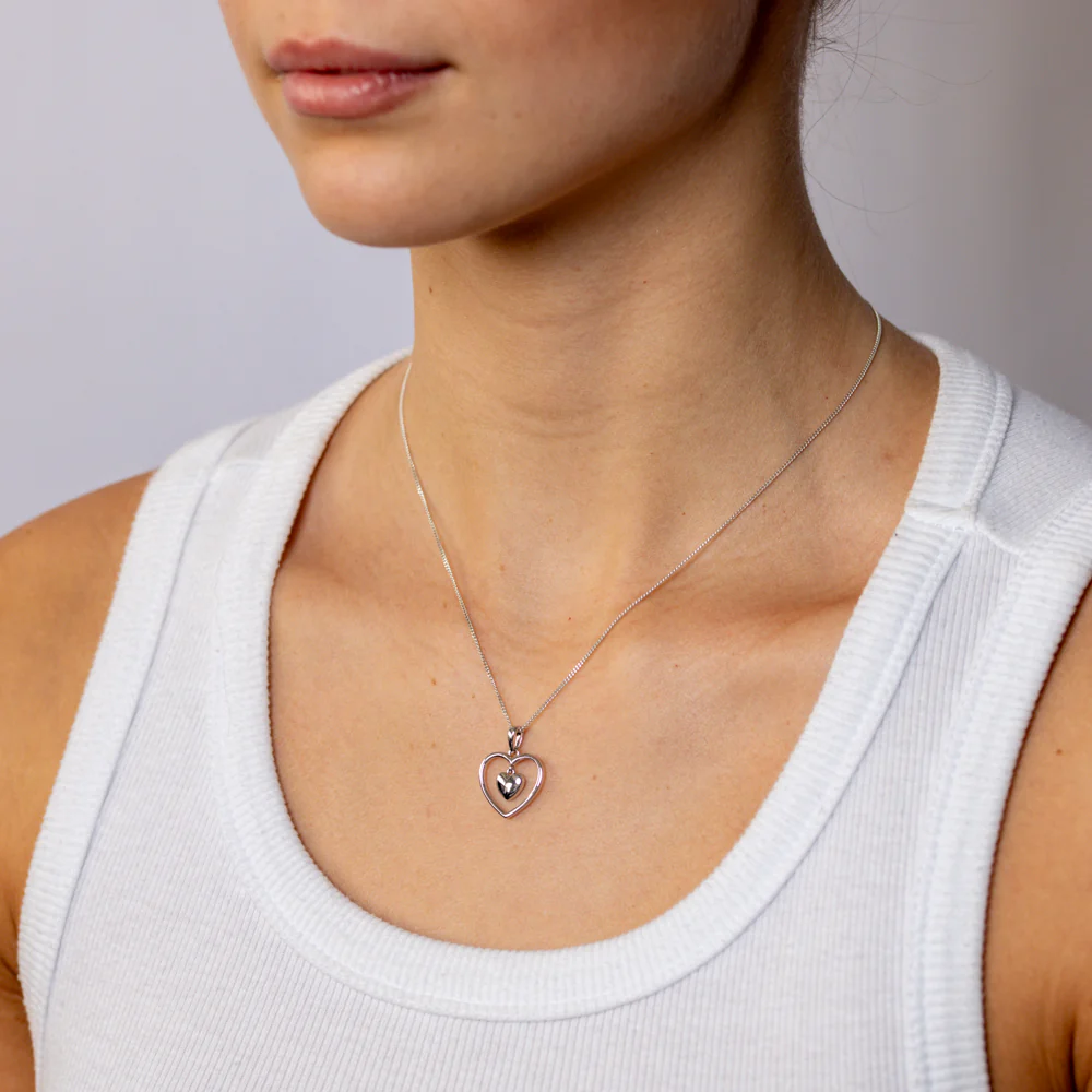 Sterling Silver Double Heart Pendant - Image 2