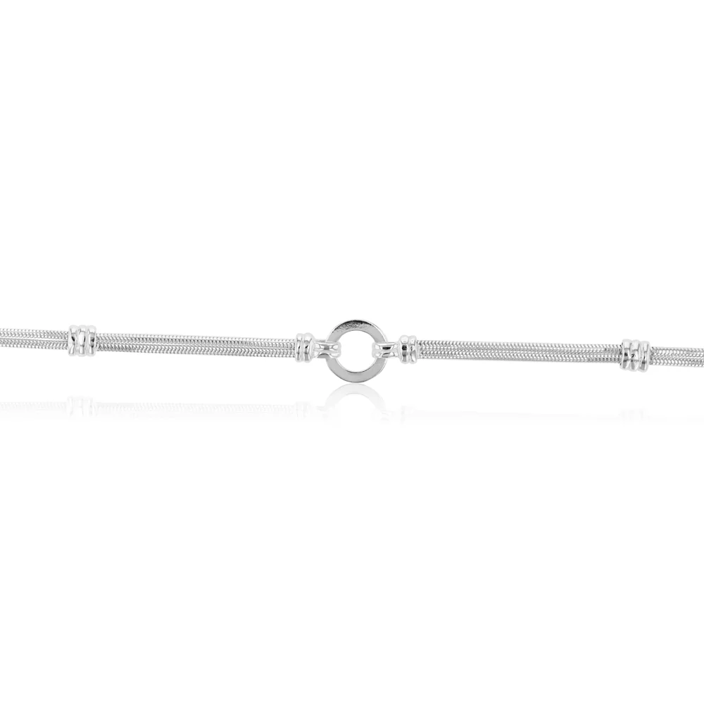 Sterling Silver Double Snake and Disc Bracelet - Image 2