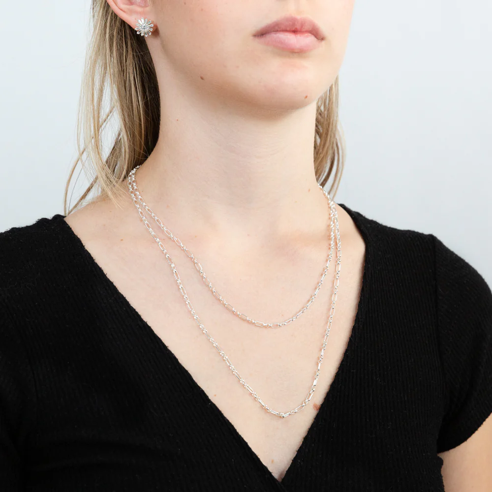 Sterling Silver Double Strand Figaro 45cm Chain - Image 3