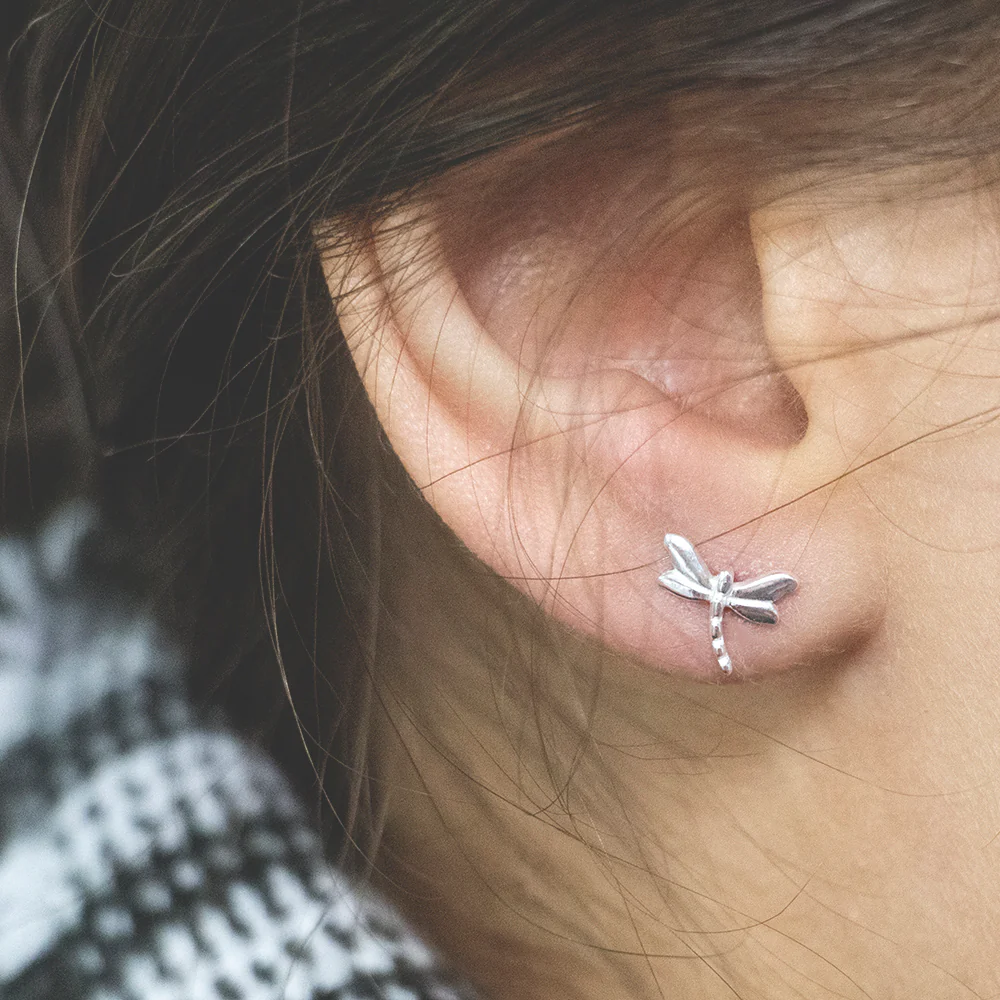 Sterling Silver Dragonfly Stud Earrings - Image 2
