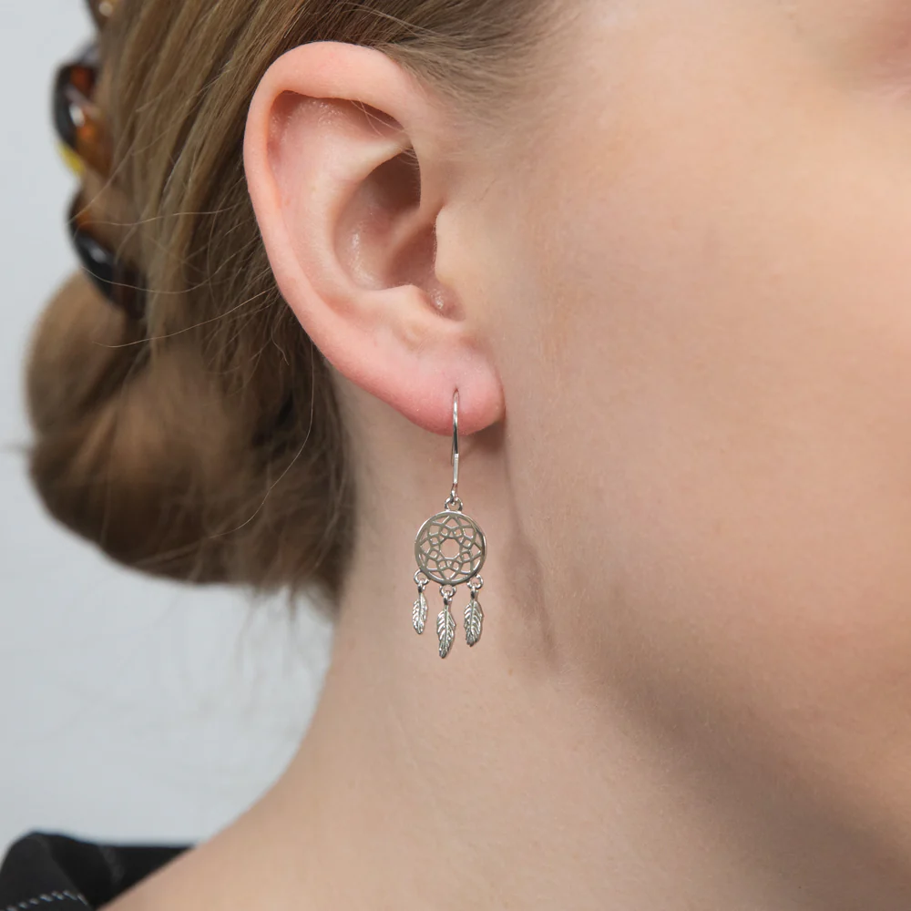 Sterling Silver Dream Catcher Drop Earrings - Image 2
