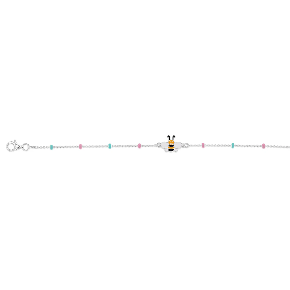 Sterling Silver Enamel Honeybee 17cm Kids Bracelet - Image 2
