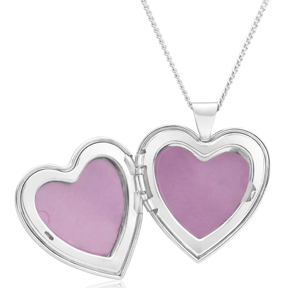 Sterling Silver Engraved Heart Locket 24mm - Image 2