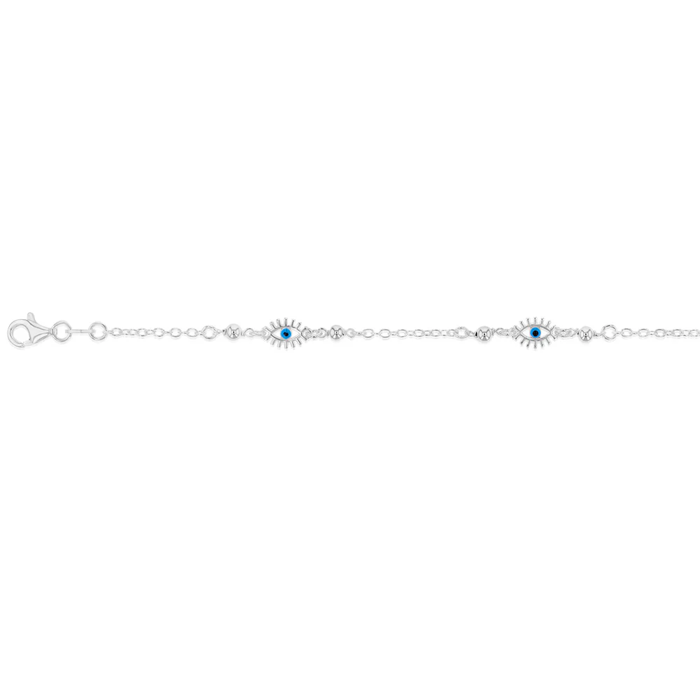 Sterling Silver Evil Eye 17+3cm Bracelet - Image 2