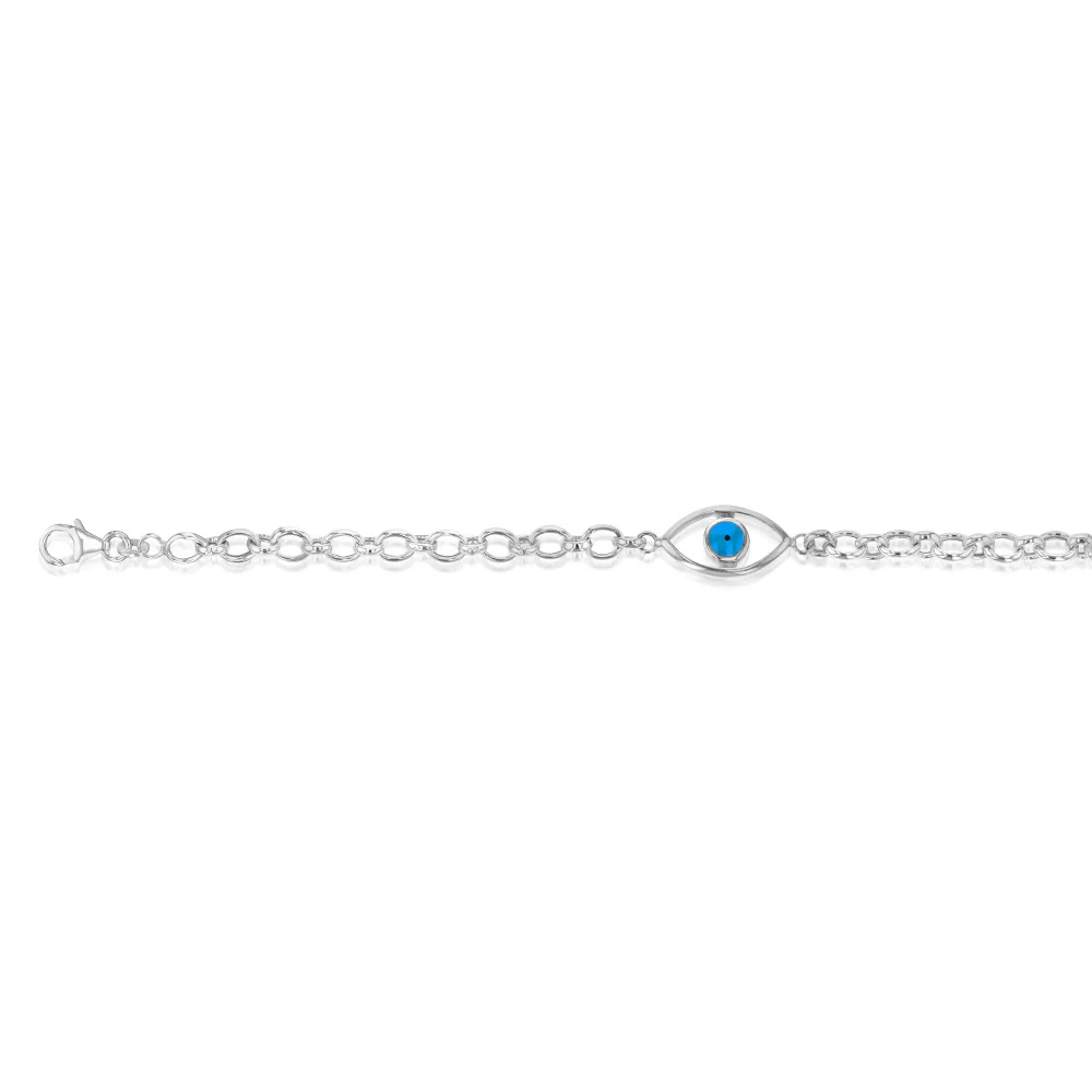 Sterling Silver Evil Eye Fancy 19cm Belcher Bracelet - Image 2