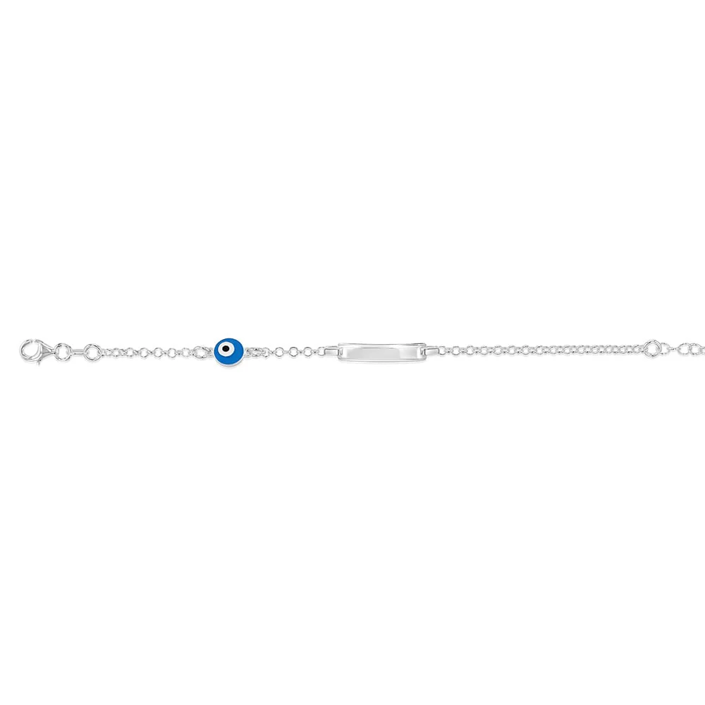 Sterling Silver Evil Eye ID 16cm Kids Bracelet - Image 2