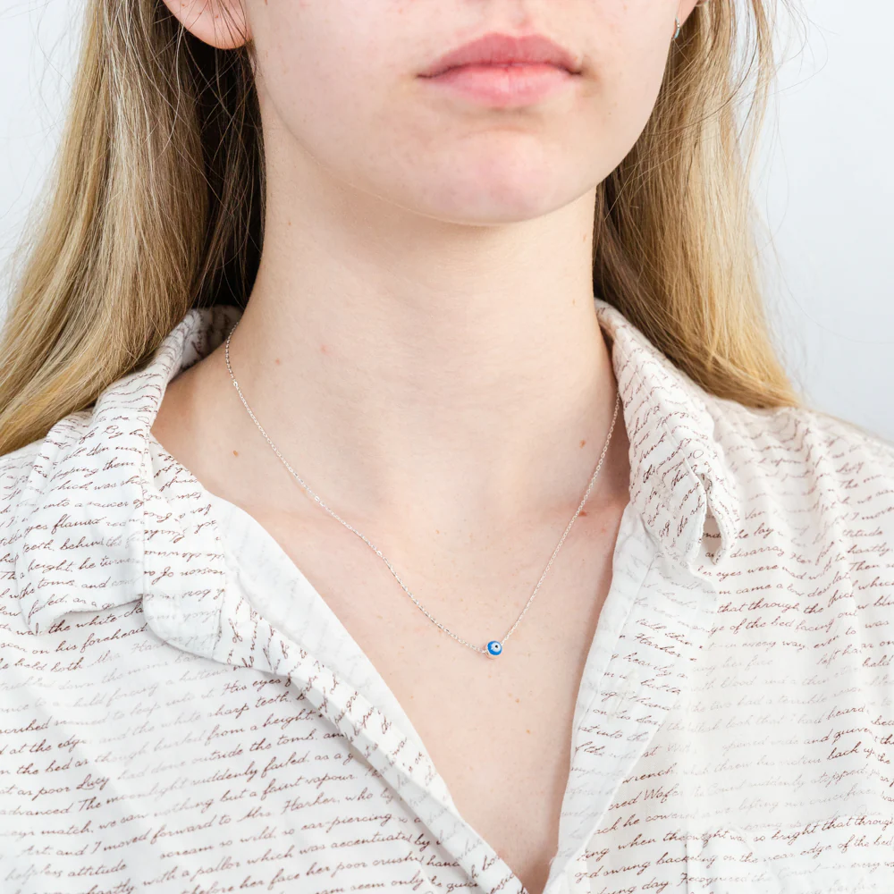 Sterling Silver Evil Eye Pendant On 42+3cm Chain - Image 2