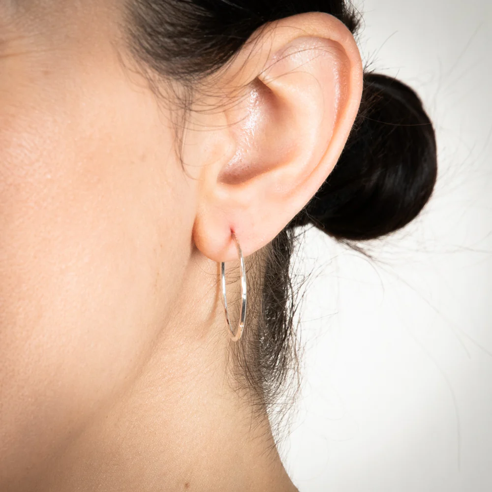 Sterling Silver Facet 25mm Sleeper Earrings - Image 2