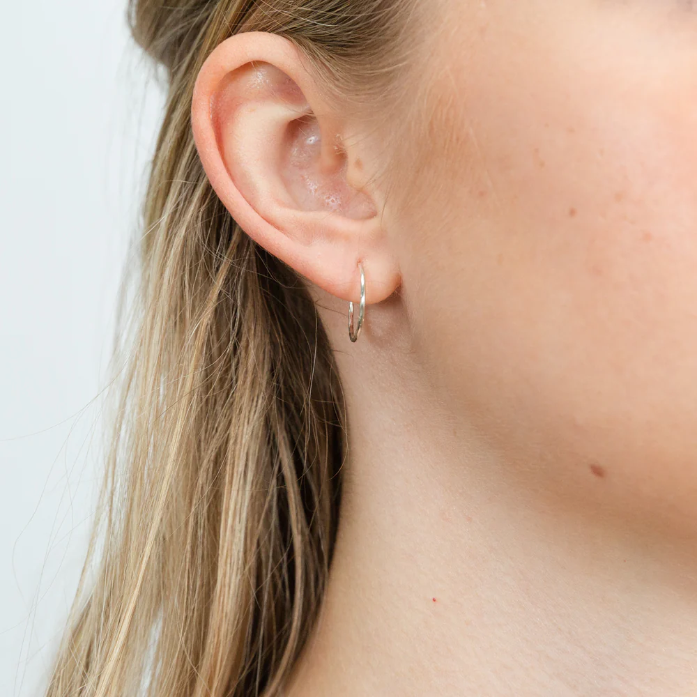Sterling Silver Faceted Sleeper 13mm Earrings - Image 2