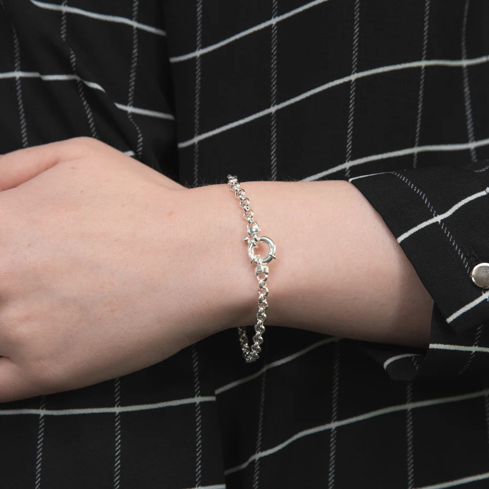 Sterling Silver Fancy 19cm Bracelet With Bolt Ring Clasp - Image 3
