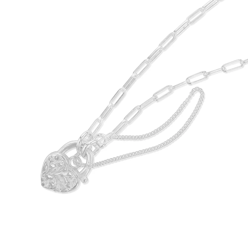 Sterling Silver Fancy 19cm Padlock Bracelet - Image 2