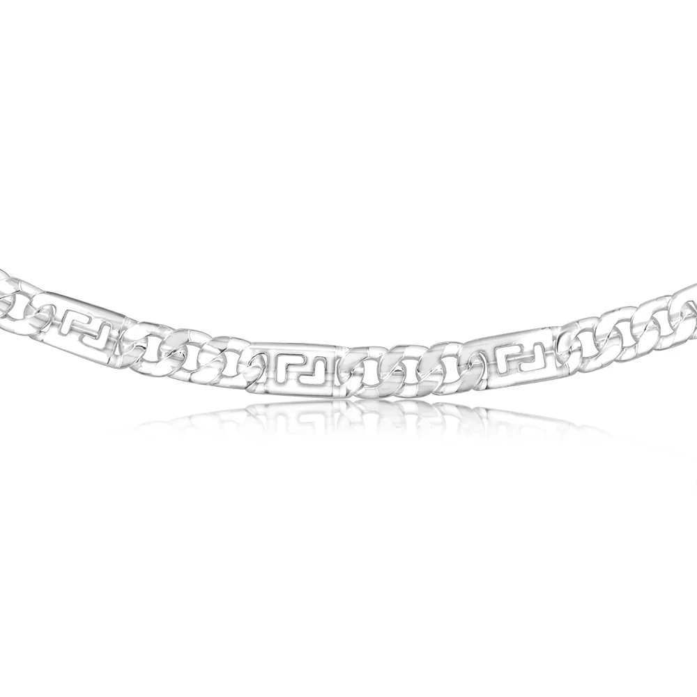 Sterling Silver Fancy 250 Gauge Curb And Green Link 50cm Chain - Image 2