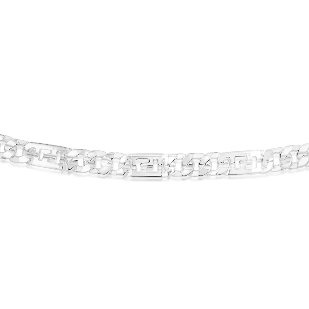 Sterling Silver Fancy 250 Gauge Curb And Green Link 50cm Chain - Image 3