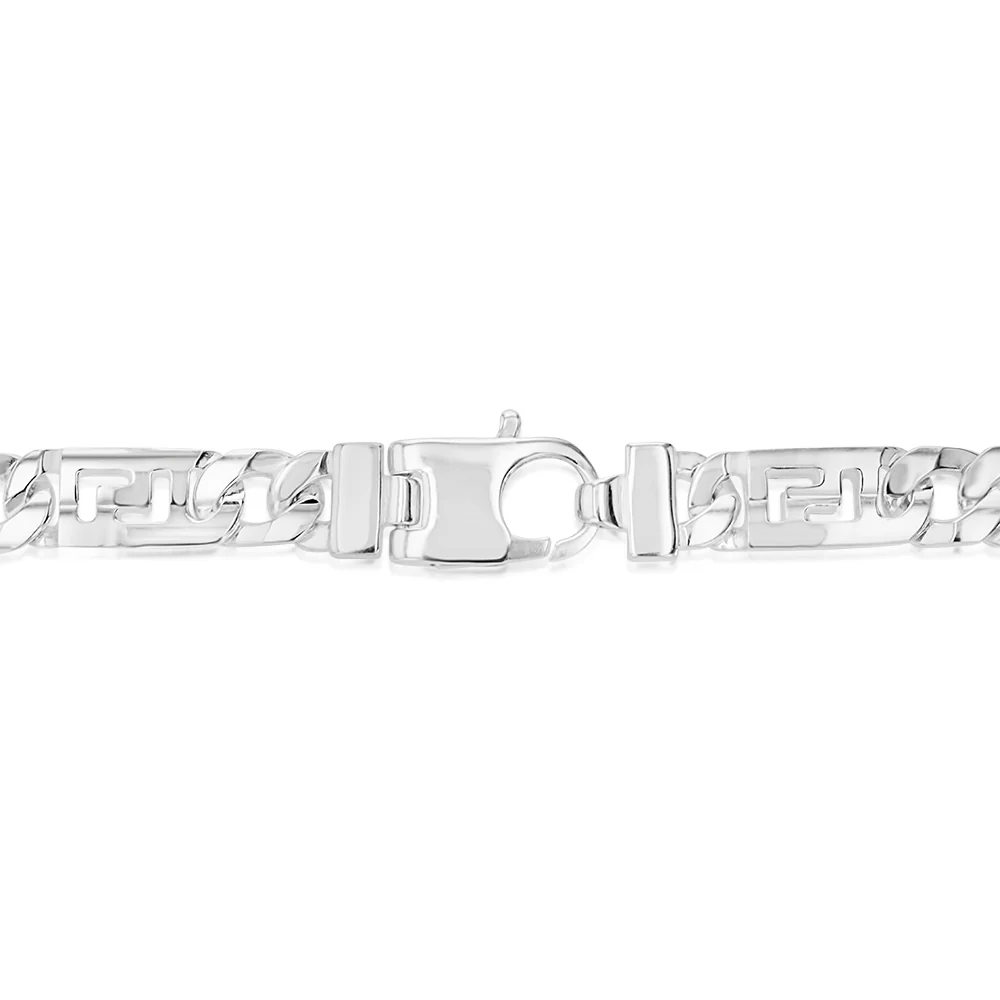 Sterling Silver Fancy 250 Gauge Curb And Green Link 50cm Chain - Image 4