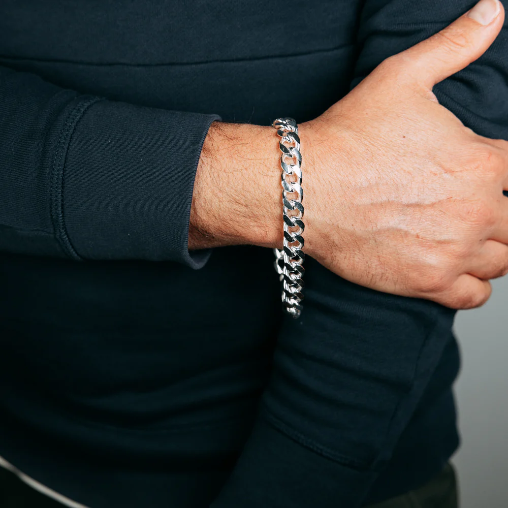 Sterling Silver Fancy 300 Gauge Oval Curb 23cm Bracelet - Image 3