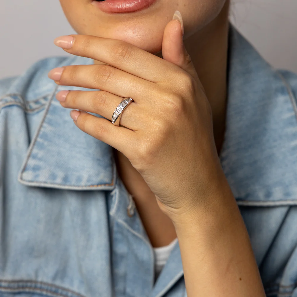 Sterling Silver Fancy Baguette Cubic Zirconia Ring - Image 3