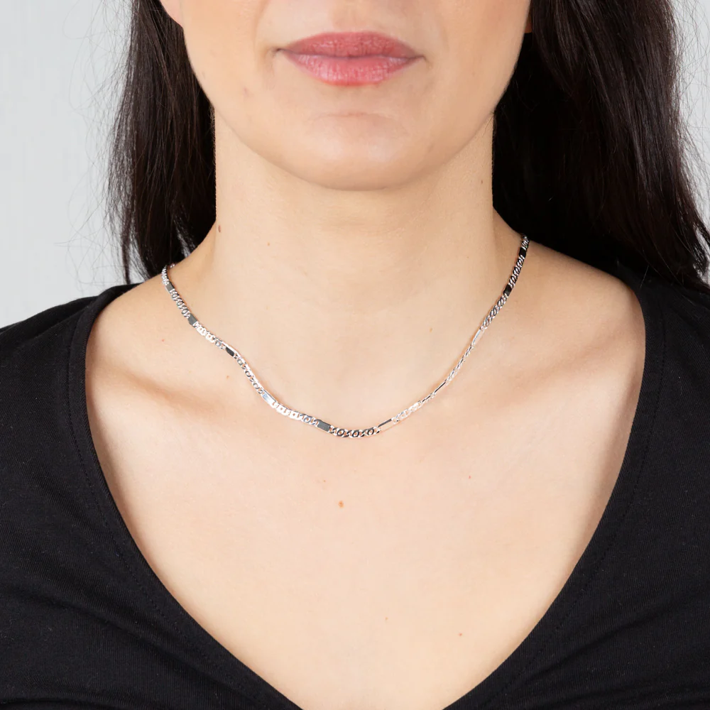 Sterling Silver Fancy Curb +Anchor 45cm Chain - Image 3