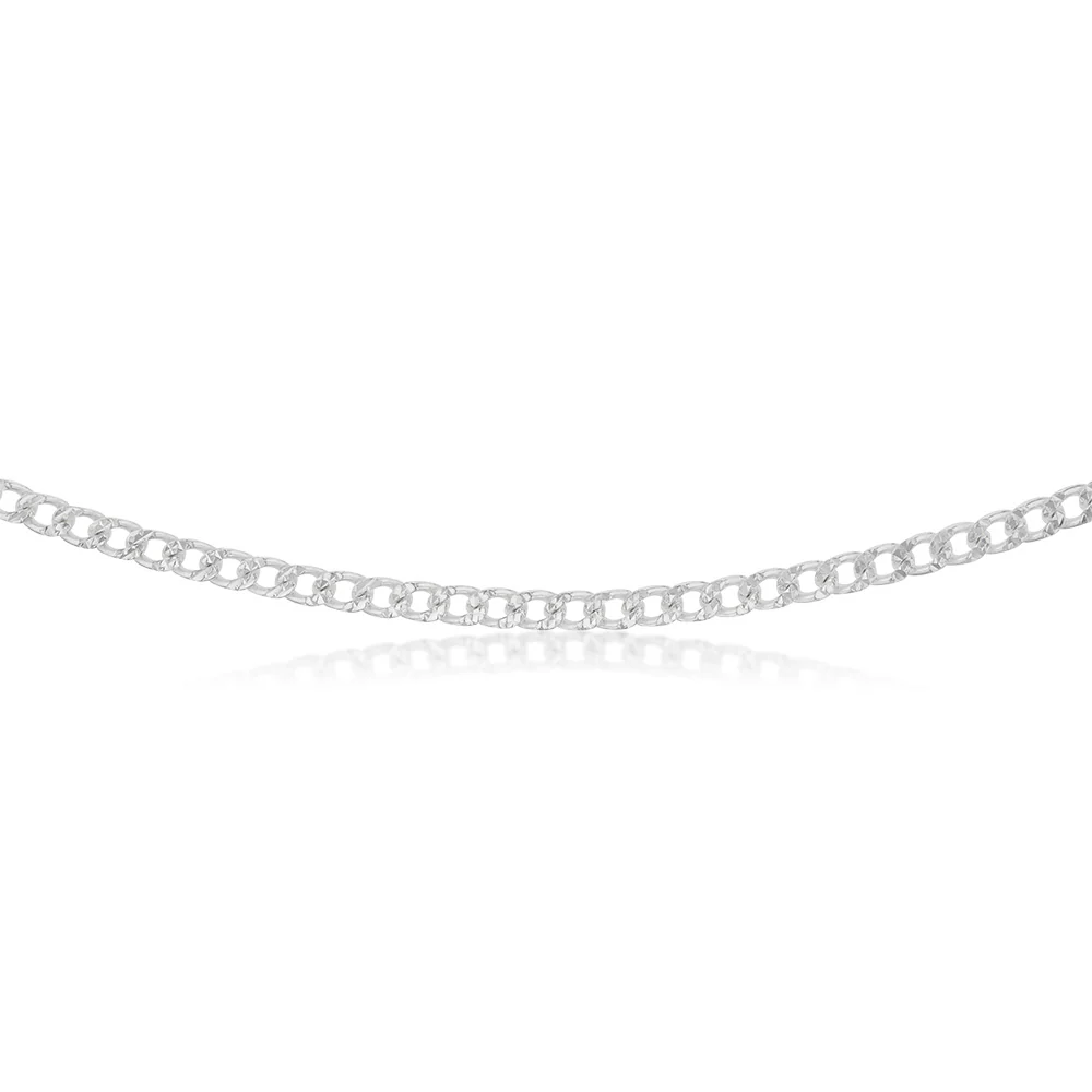 Sterling Silver Fancy Diamond Cut Curb 120 Gauge 45cm Chain - Image 2