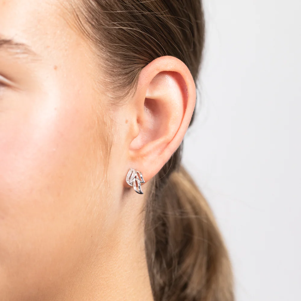 Sterling Silver & Fancy Diamond Earrings - Image 2